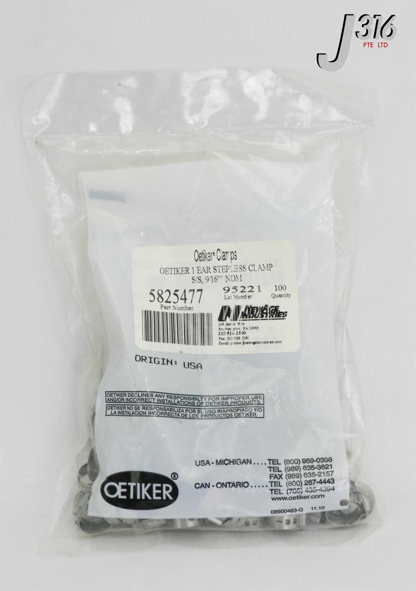 thumbnail image 2 of Oetiker 16700042 Stepless Ear Clamps – 29.9-33.1mm Stainless Steel, Lot Of 25 2 of 6